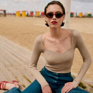 Sezane Maha Jumper Sandstone - Size XS